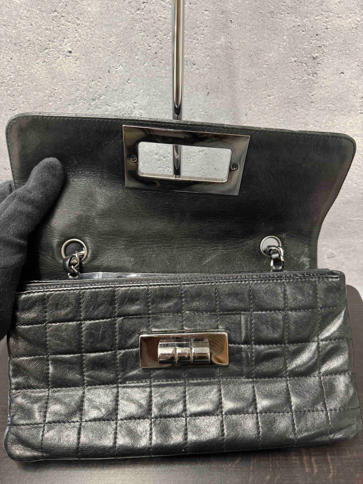 Chanel Ice Cube Flap Bag Black Leather Shoulder Bag JZ