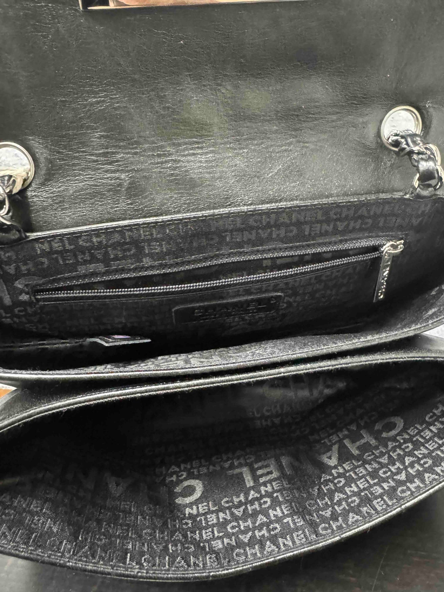 Chanel Ice Cube Flap Bag Black Leather Shoulder Bag JZ