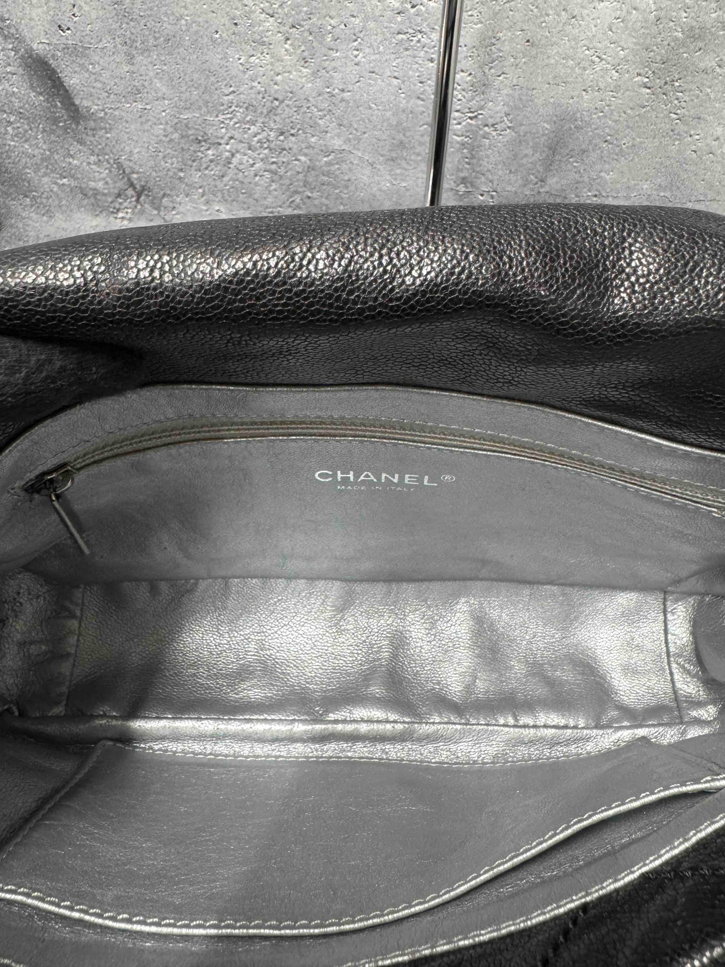 Chanel Caviar Flap Shoulder Bag Black Leather RE