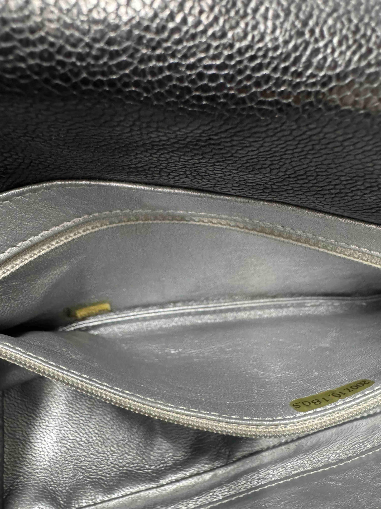 Chanel Caviar Flap Shoulder Bag Black Leather RE