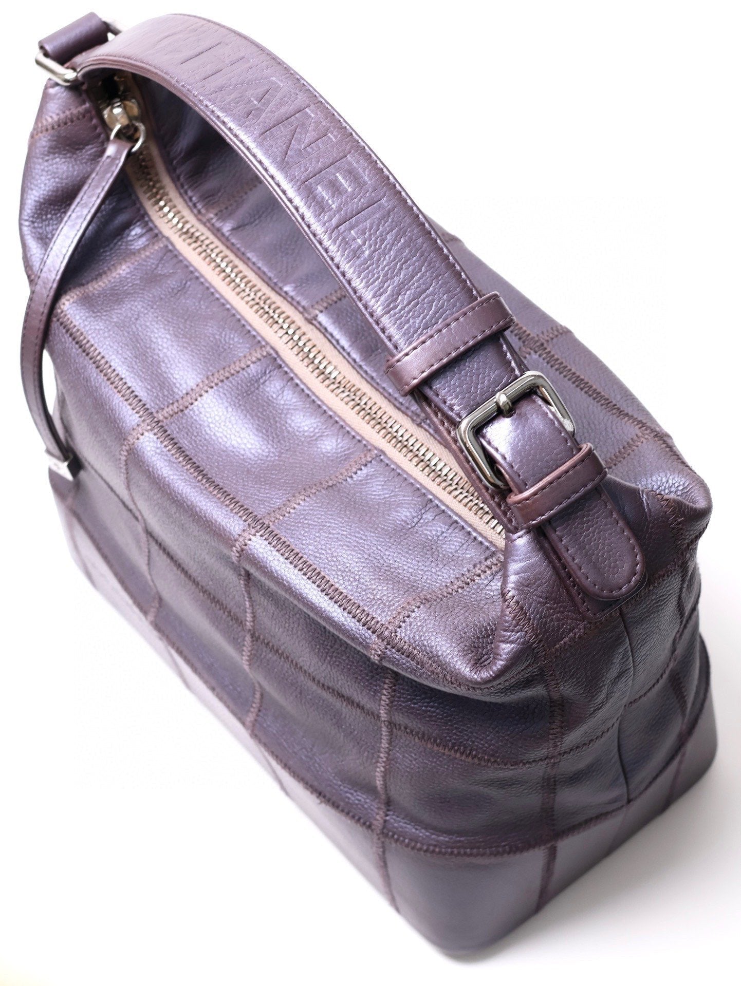 Chanel Violet Shimmer Box Bag Very Good Condition Leather Shoulder Bag