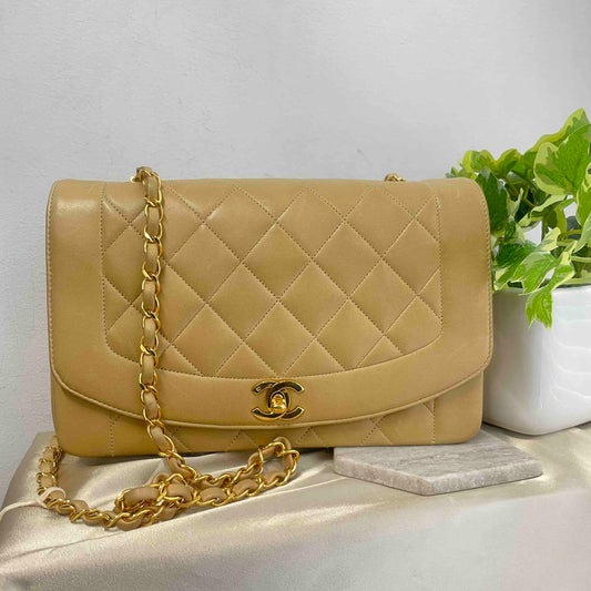 Chanel Diana Bag JS Beige Leather Shoulder Bag