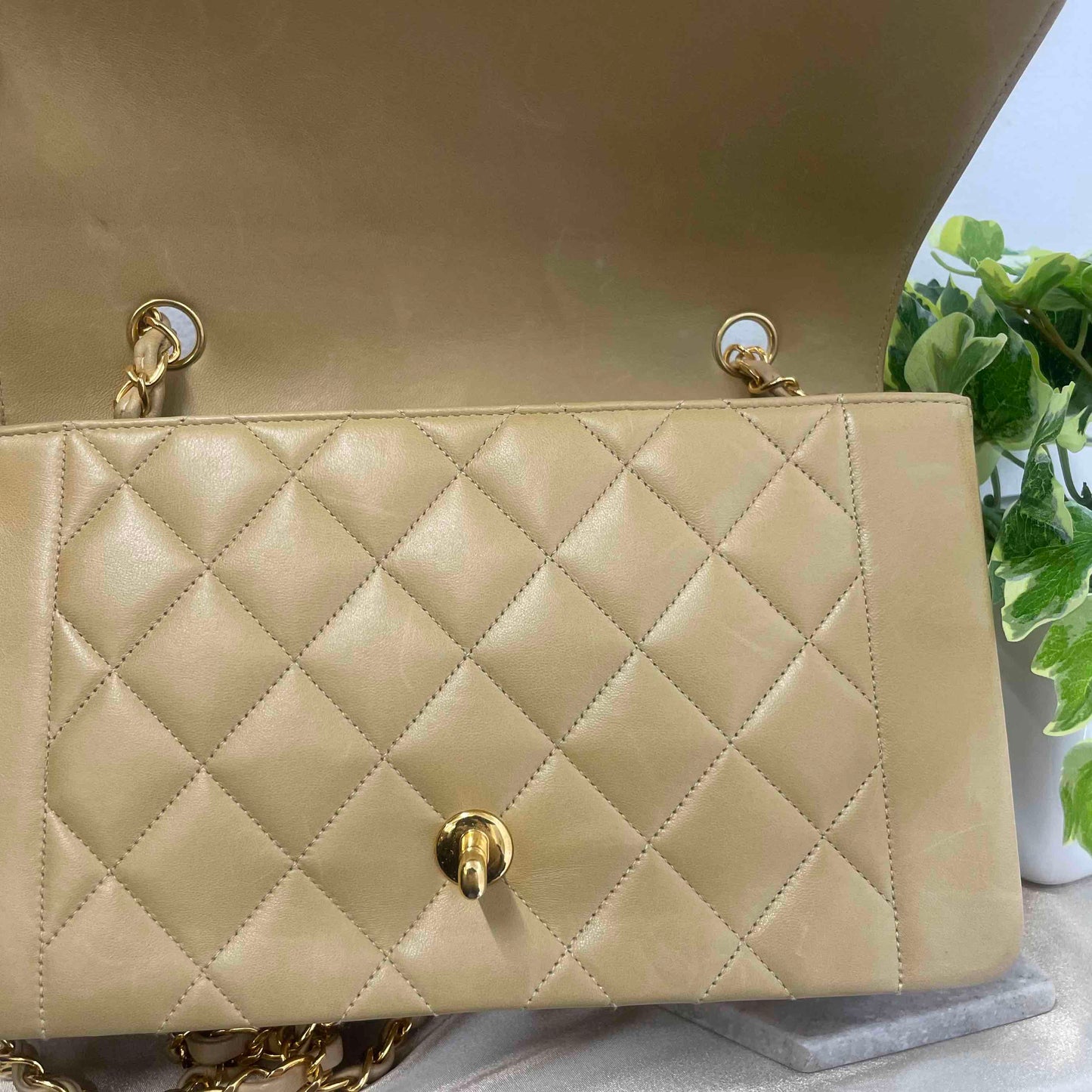 Chanel Diana Bag JS Beige Leather Shoulder Bag