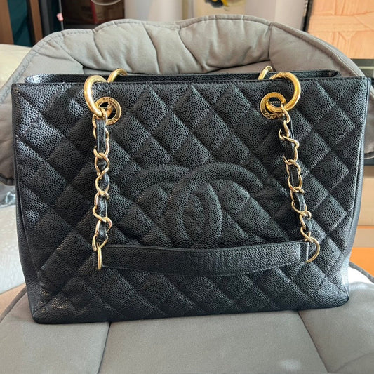Chanel GST Tote Bag Black Leather Shoulder Bag