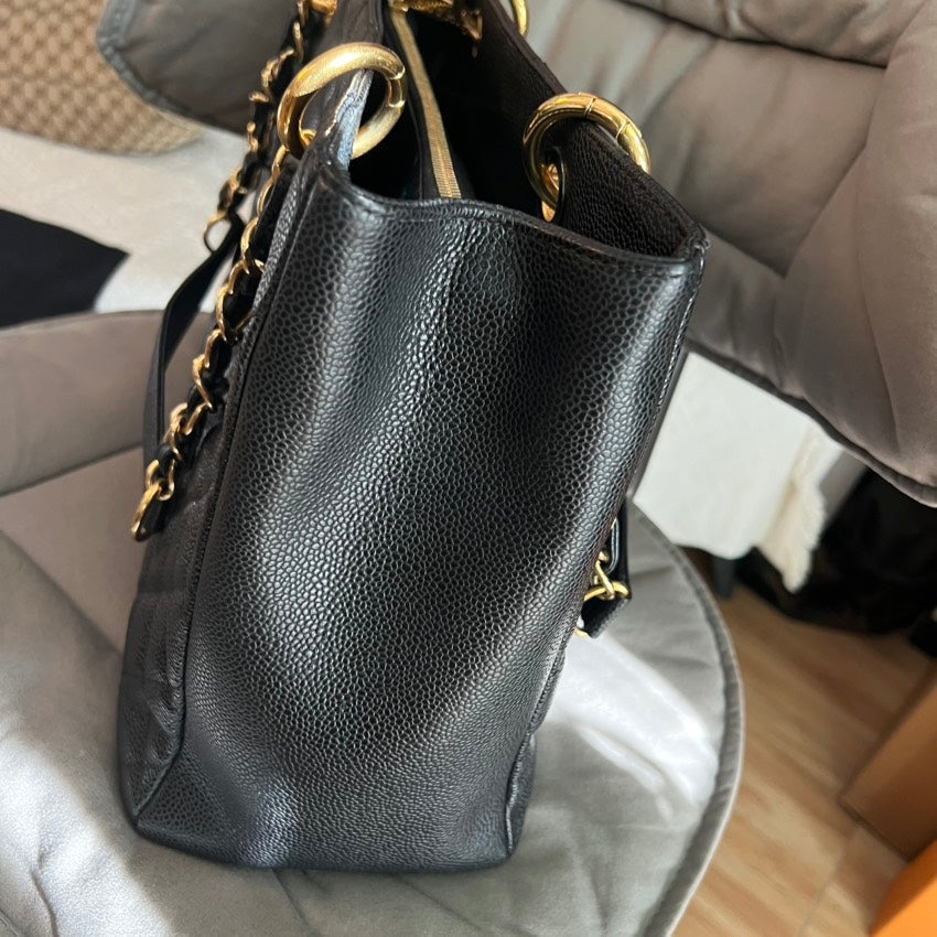 Chanel GST Tote Bag Black Leather Shoulder Bag