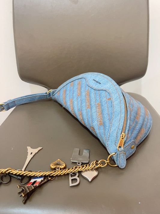 Balenciaga Denim Chain Bag in Blue -  Shoulder Bag