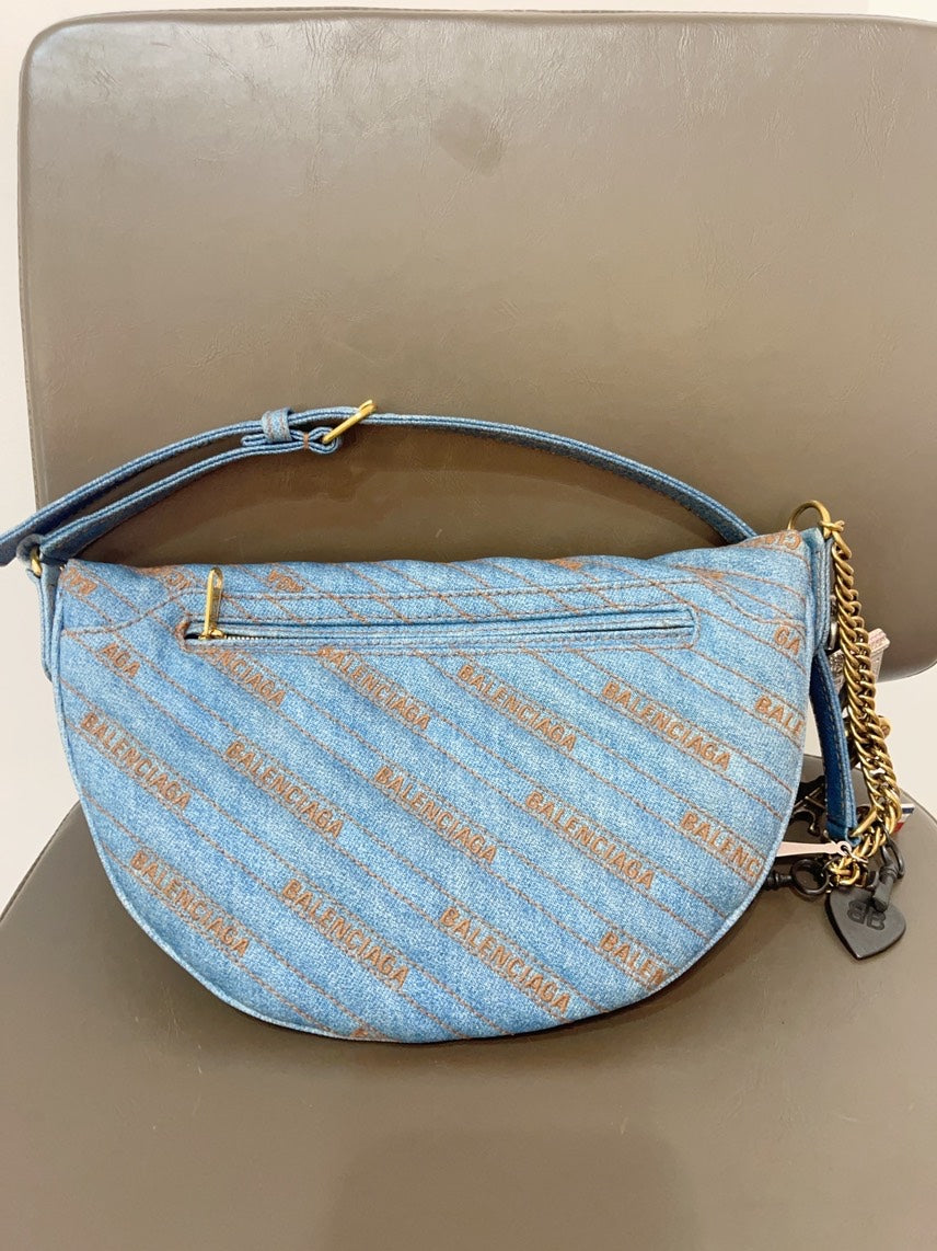 Balenciaga Denim Chain Bag in Blue -  Shoulder Bag