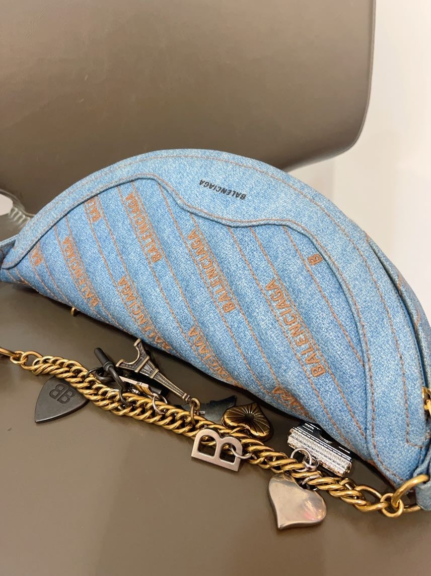 Balenciaga Denim Chain Bag in Blue -  Shoulder Bag