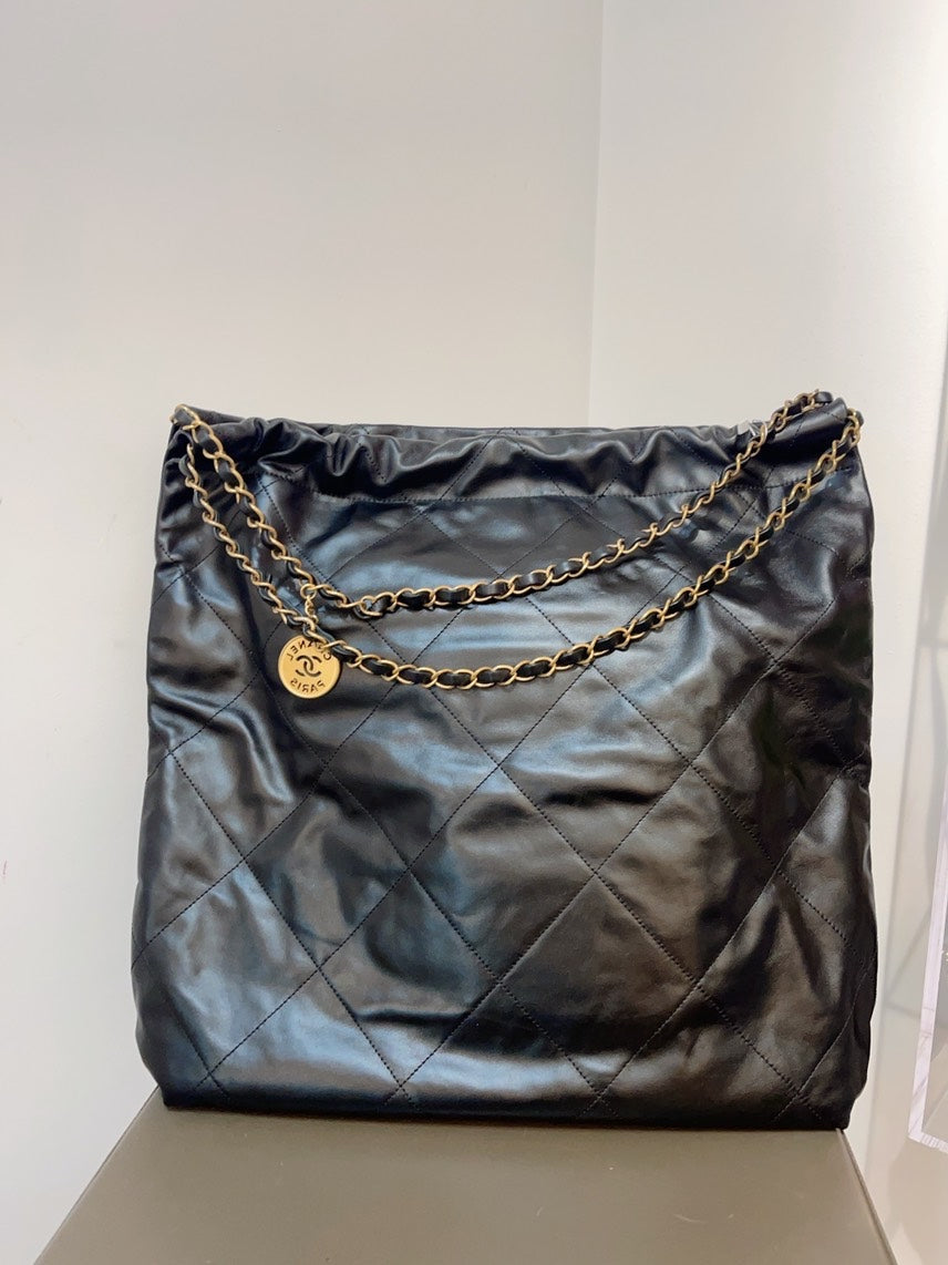 Chanel  Bag Large Black Leather Shoulder Bag