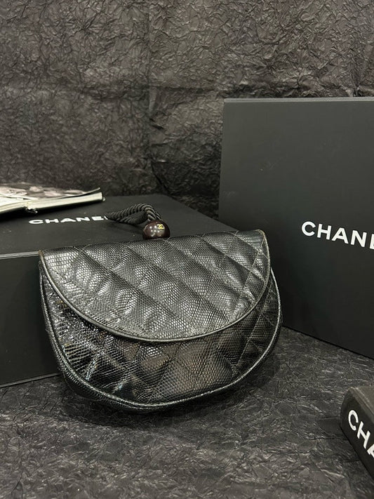 Chanel Quilted Black Leather Saddle Bag