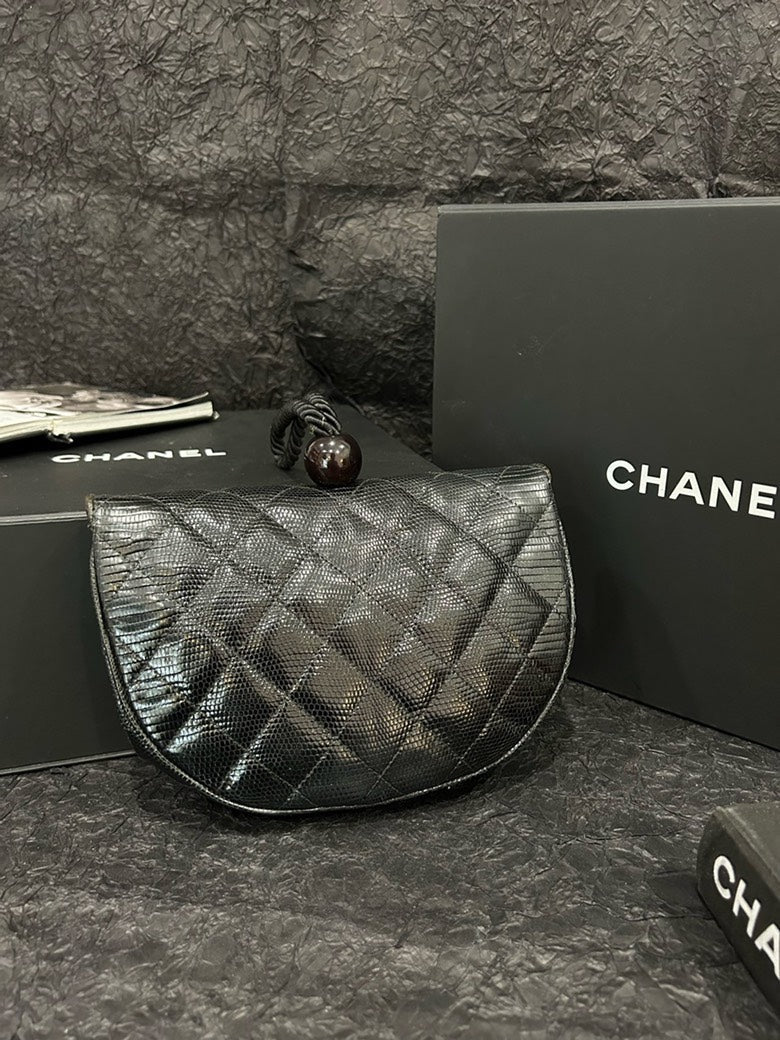 Chanel Quilted Black Leather Saddle Bag