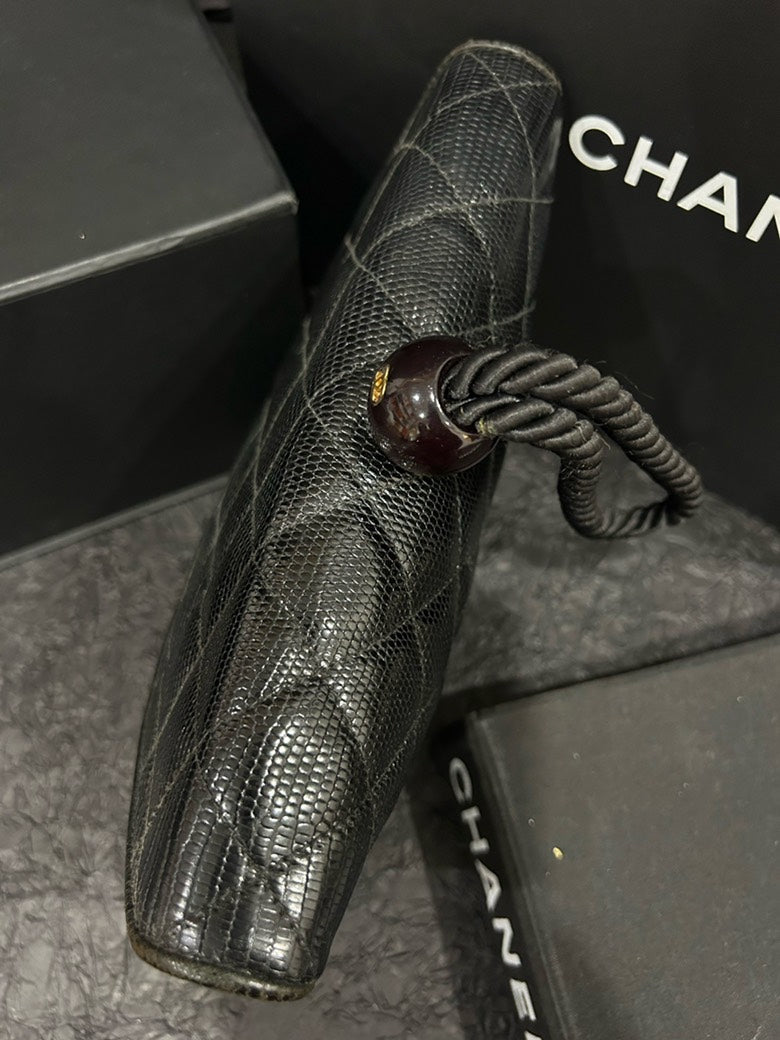 Chanel Quilted Black Leather Saddle Bag