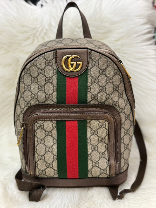 Preloved Gucci GG Supreme Ophidia Backpack Beige Canvas
