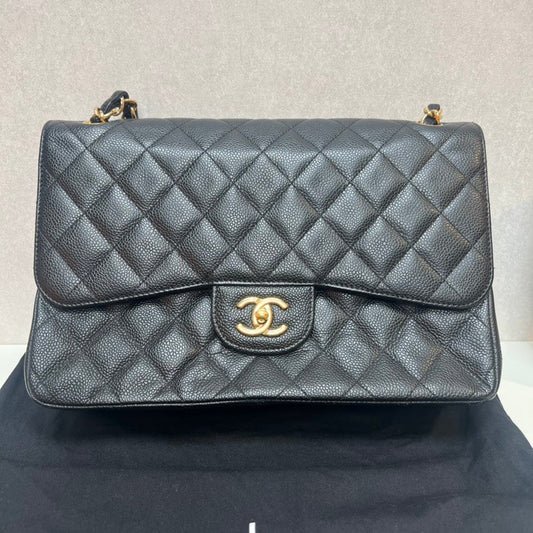 CHANEL Double Flap Black Quilted Leather Shoulder Bag
