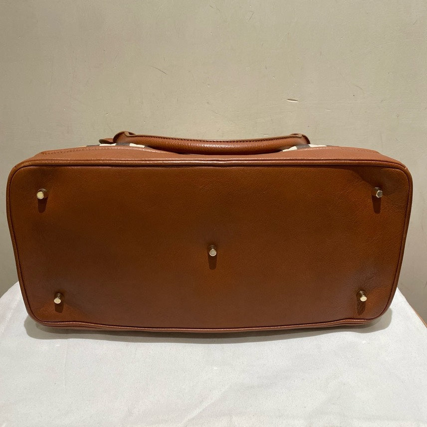 Burberry Classic Plaid Tote Bag Brown Canvas Medium Preloved