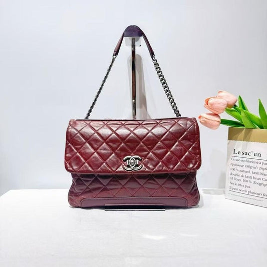Chanel BCQ Quilted Leather Burgundy Shoulder Bag