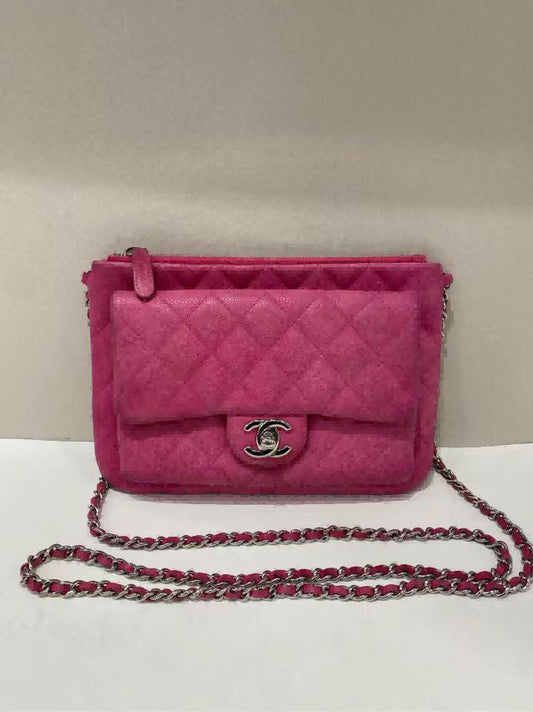 Chanel BCQ Quilted Pink Leather Shoulder Bag