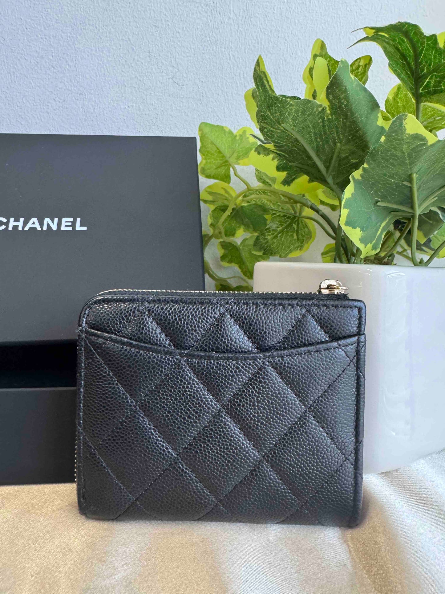 Chanel Caviar Wallet RE751154000 Black Leather Zip-Around