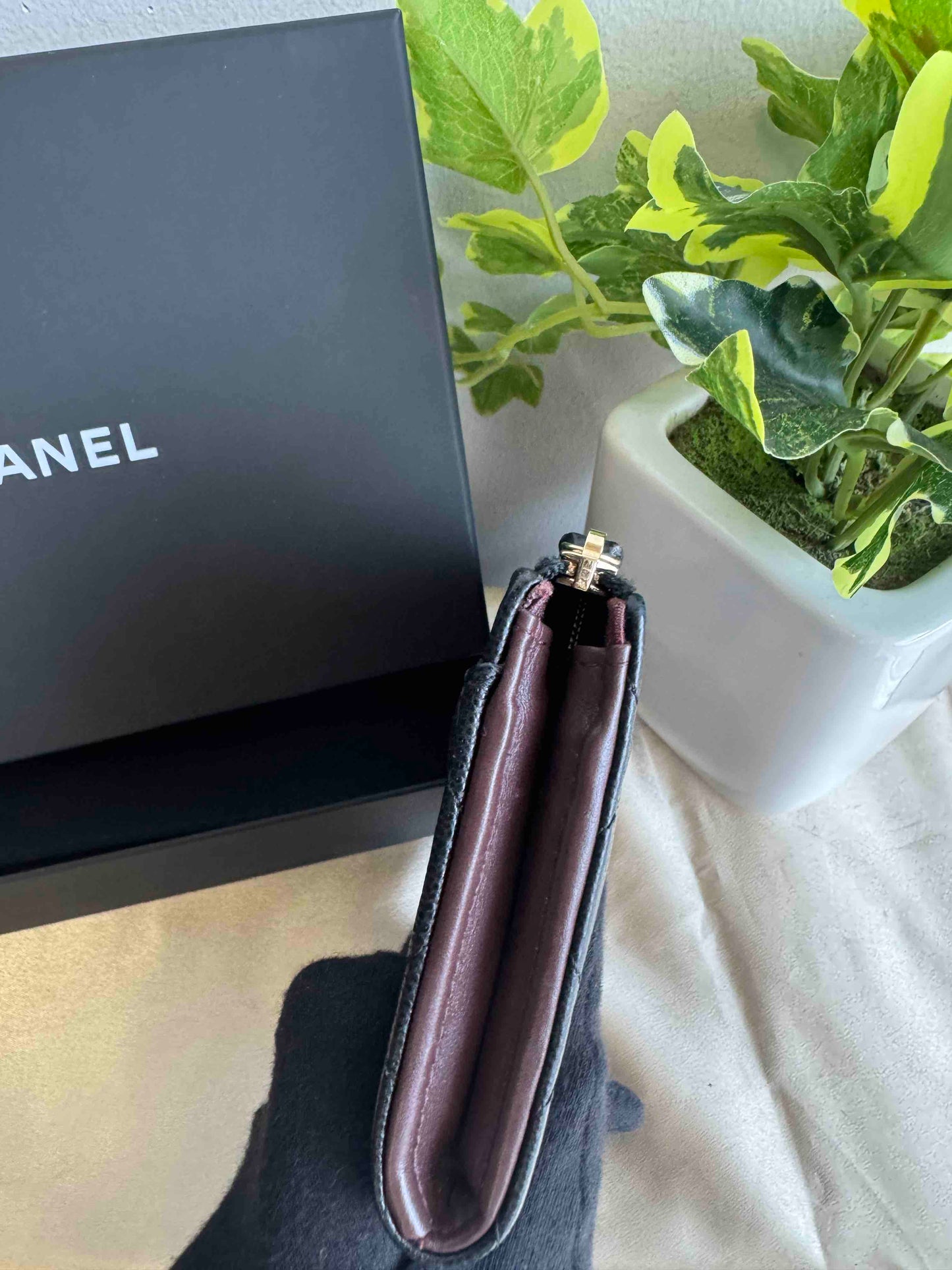 Chanel Caviar Wallet RE751154000 Black Leather Zip-Around