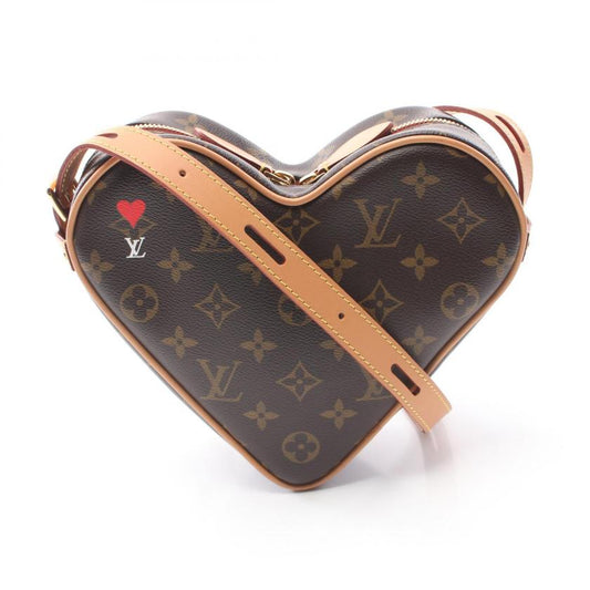 LOUIS VUITTON Monogram Heart Shoulder Bag Brown PVC Leather