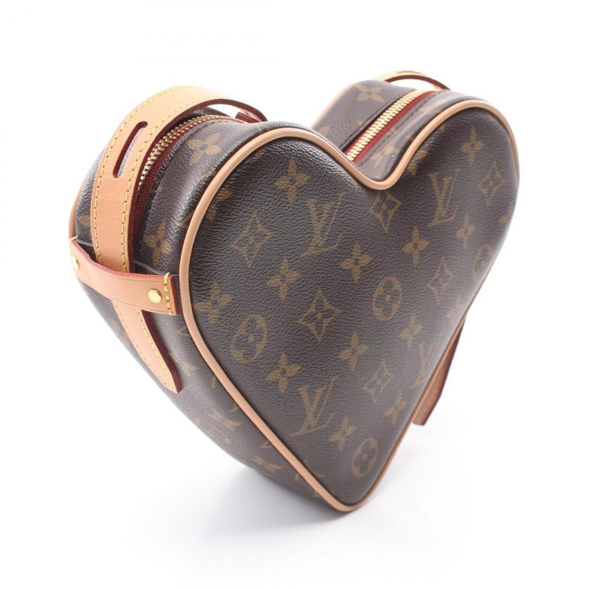 LOUIS VUITTON Monogram Heart Shoulder Bag Brown PVC Leather