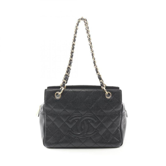 CHANEL Matelasse Chain Shoulder Bag Caviar Skin Black Gold Hardware