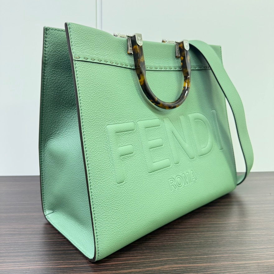 Fendi Sunshine Calfskin 2way Green Tote Bag LB113862