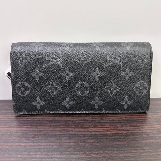 Pre-loved Louis Vuitton Monogram Eclipse Long Fragment Wallet Black