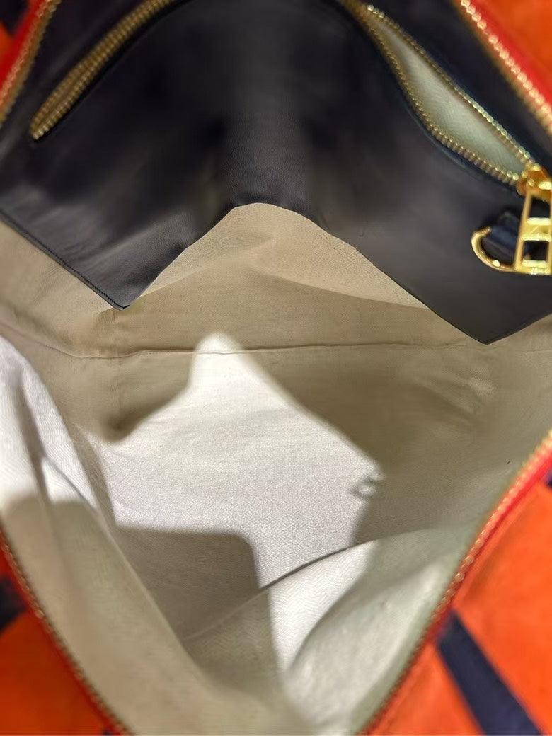 Pre-loved LOEWE Vertical Tote Orange Suede Bag