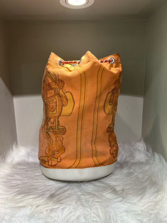 Pre-loved HERMES Orange Canvas Bucket Bag