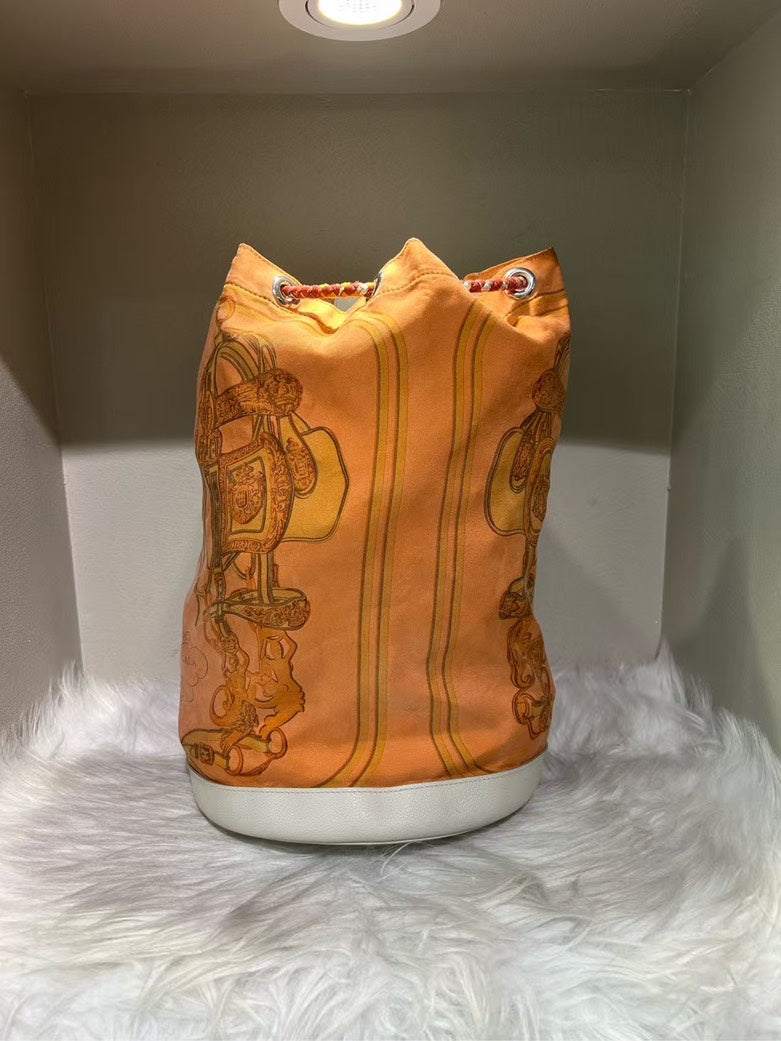 Pre-loved HERMES Orange Canvas Bucket Bag