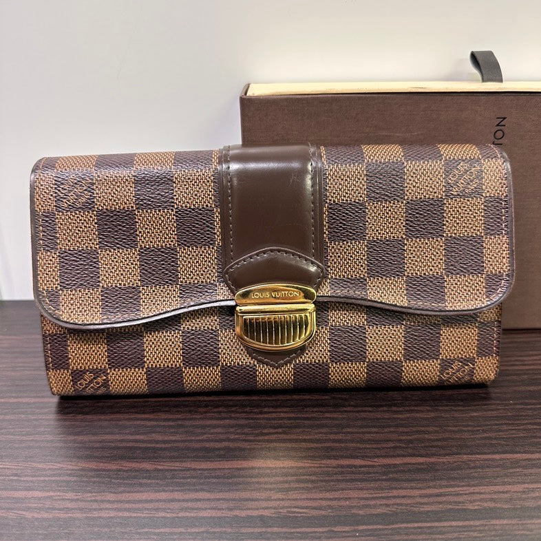 Louis Vuitton Damier Ebene Long Wallet Brown Wallet