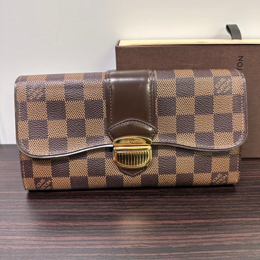 Louis Vuitton Damier Ebene Long Wallet Brown Wallet