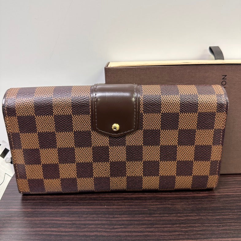 Louis Vuitton Damier Ebene Long Wallet Brown Wallet