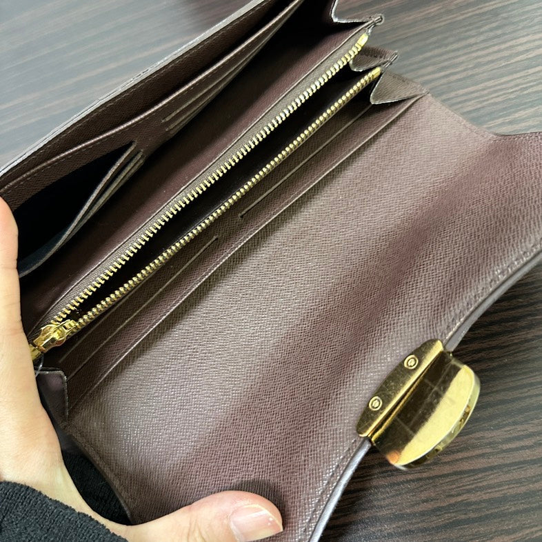 Louis Vuitton Damier Ebene Long Wallet Brown Wallet