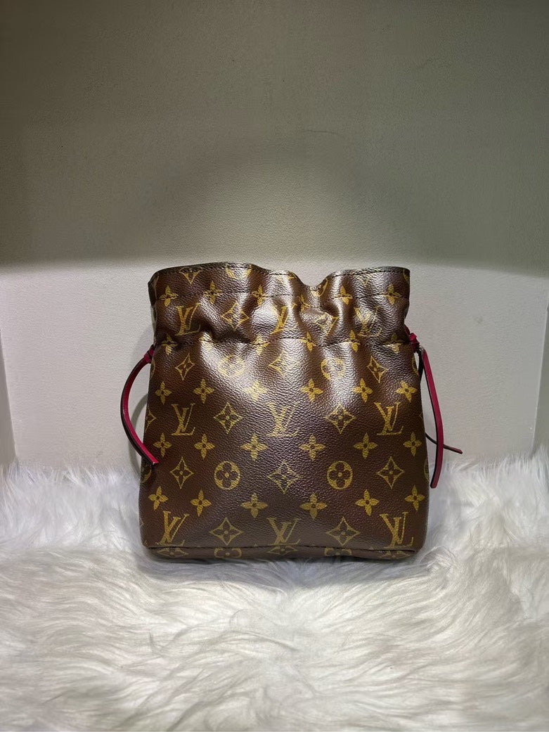 Louis Vuitton Monogram Drawstring Brown Leather Bag - Pre-loved, No Strap