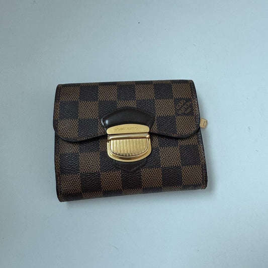 LOUIS VUITTON Damier Ebene Compact Wallet Brown Wallet