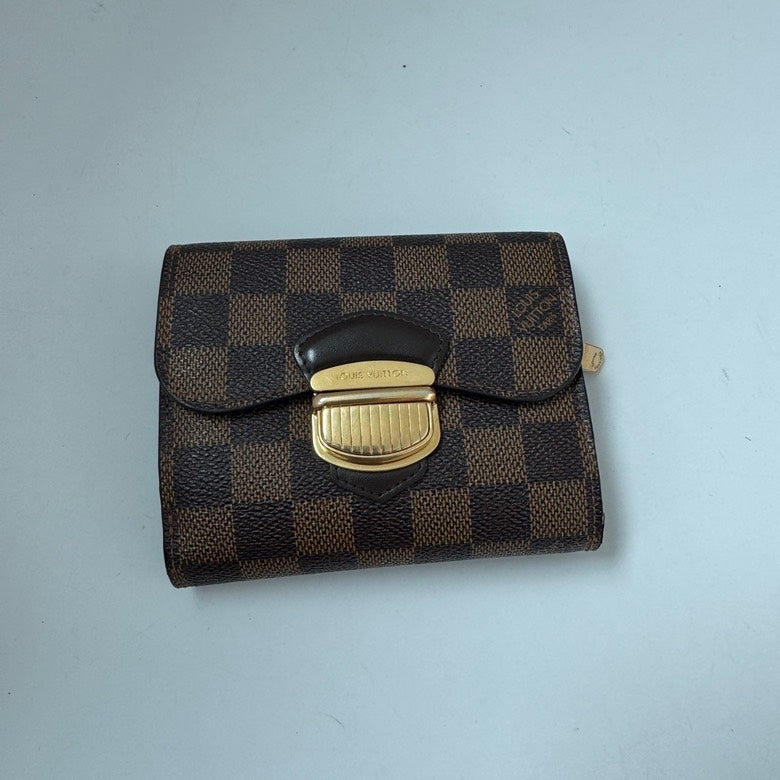LOUIS VUITTON Damier Ebene Compact Wallet Brown Wallet