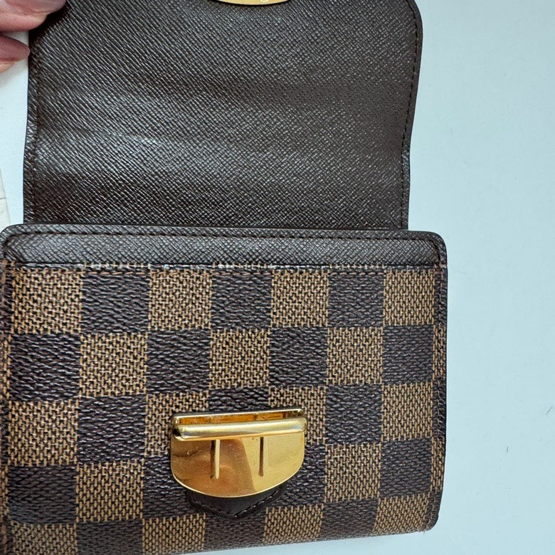 LOUIS VUITTON Damier Ebene Compact Wallet Brown Wallet