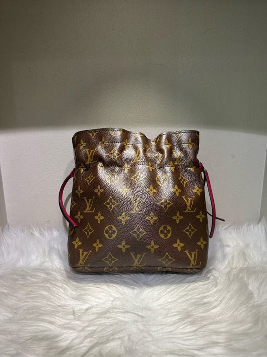 Louis Vuitton Monogram Brown Drawstring Bucket Bag - Pre-loved NO STRAP