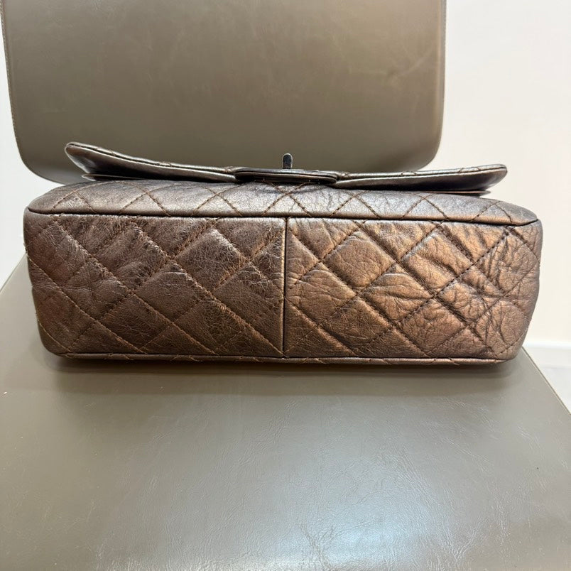 Chanel 2.55 Dark Brown Iridescent Double Flap GM Shoulder Bag