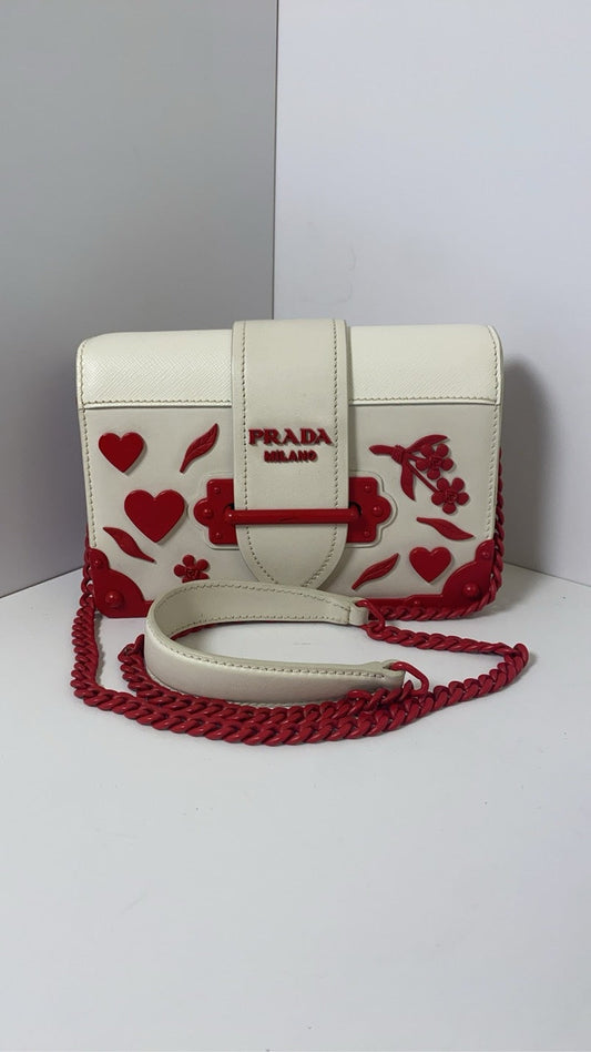 Prada Valentine Limited Palace Edition White Red Crossbody Bag