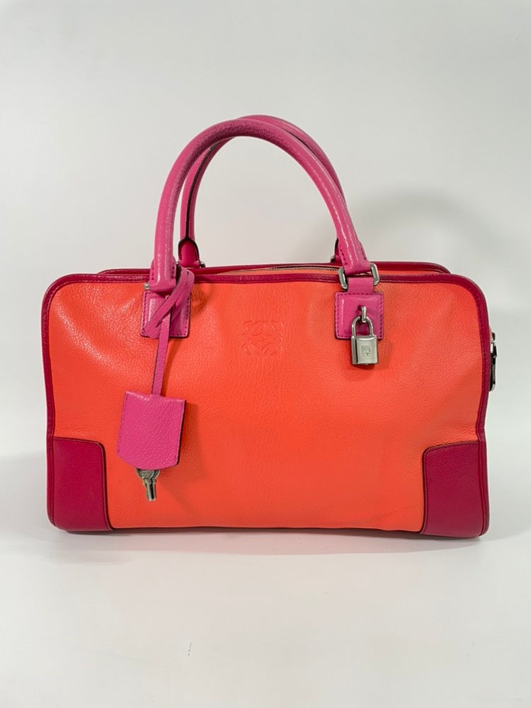 LOEWE Orange Pink Leather Top Handle Bag