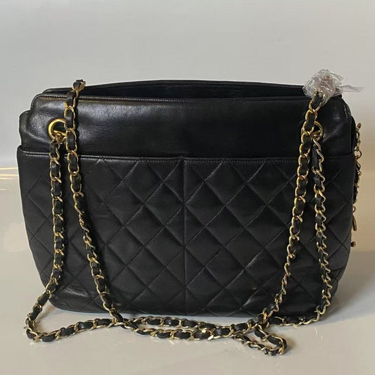 Chanel Quilted Black Leather Shoulder Bag