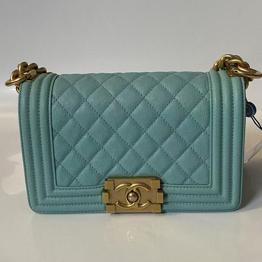 Chanel Le Boy Quilted Green Leather Shoulder Bag