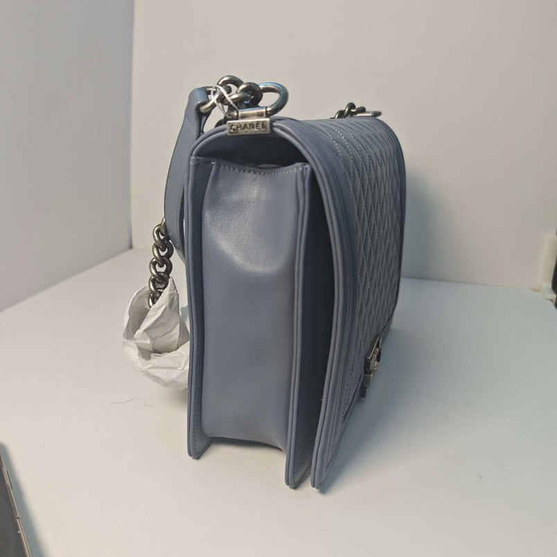 Chanel Le Boy Maxi Grey Lambskin Shoulder Bag