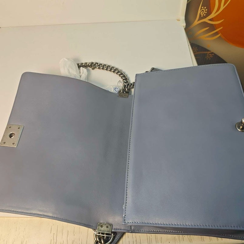 Chanel Le Boy Maxi Grey Lambskin Shoulder Bag