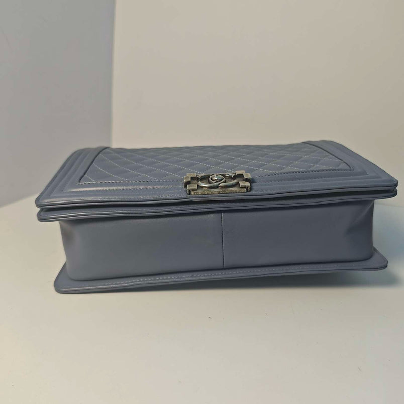 Chanel Le Boy Maxi Grey Lambskin Shoulder Bag
