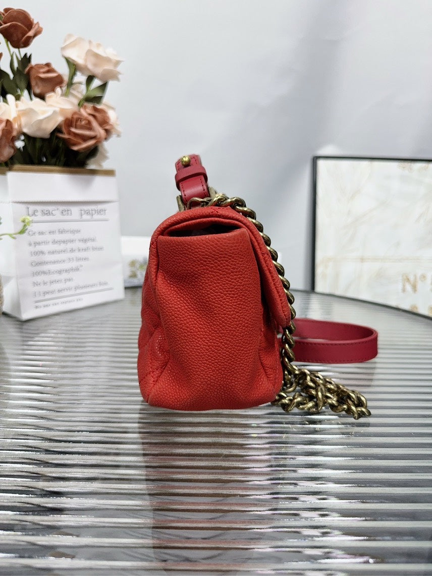 Chanel HFY Red Quilted Leather Shoulder Bag