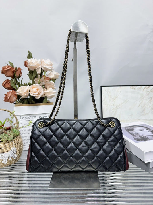 Chanel Quilted Shoulder Bag Black Leather